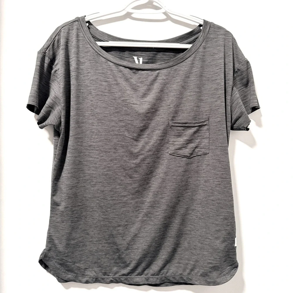 Vuori Lux Performance Tee Charcoal Heather Pocket Short Sleeve Size Small - Picture 2 of 7